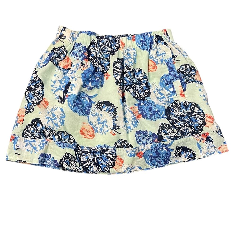 J. Crew Women’s Floral Short Mini Skirt Pockets size XXS Light Green Multicolor